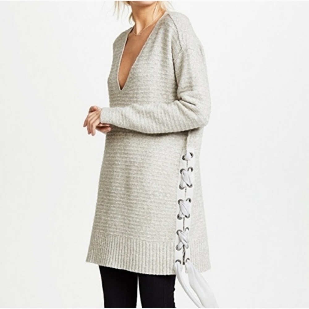Free People Lace Sweater dress Size Small grey